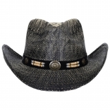 Strohhut "Texas" mit Hutband schwarz-braun