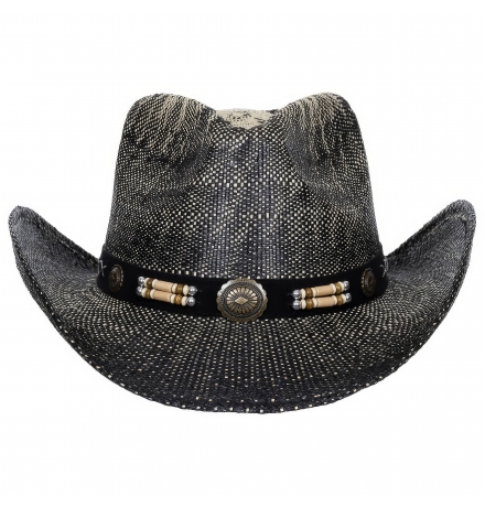 Strohhut "Texas" mit Hutband schwarz-braun