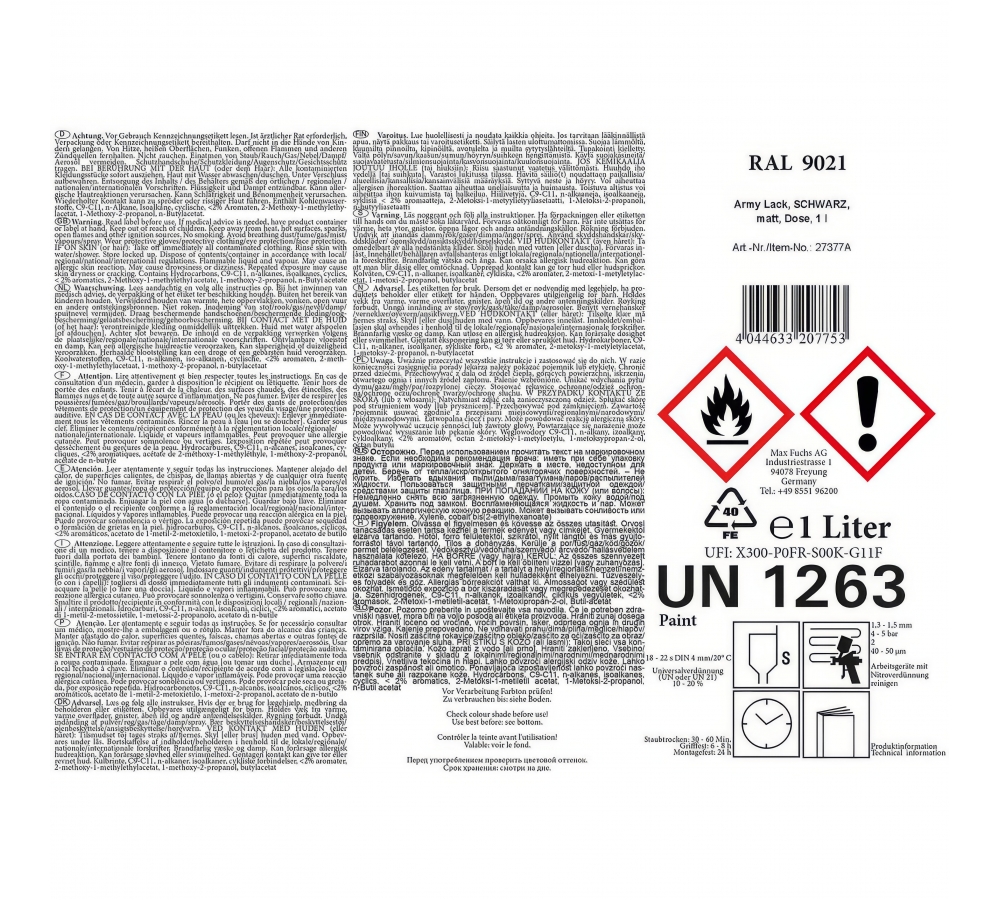 Army Lack SCHWARZ matt Dose 1 l