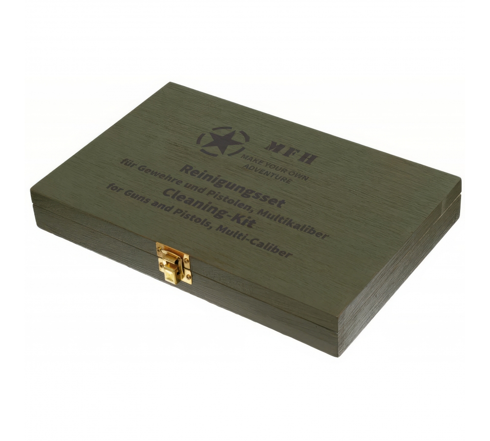 Reinigungsset für Gewehr und Pistole Multikaliber Holzbox
