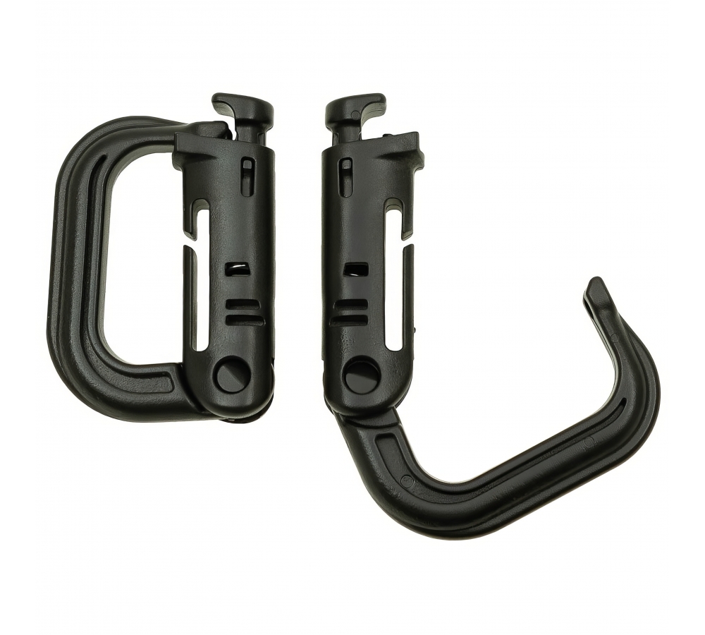 Karabiner Plastik "MOLLE" schwarz 2er Pack