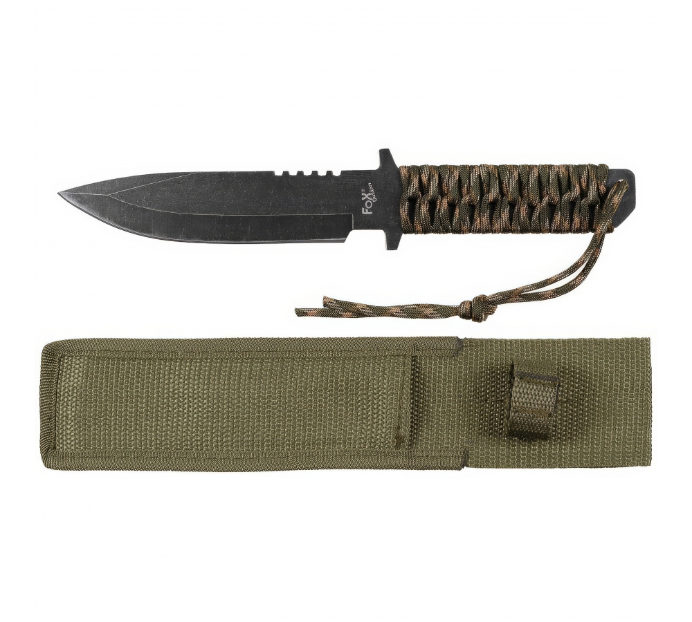 Messer, feststehende Klinge, tarn, Griff umwickelt – FoxOutdoor