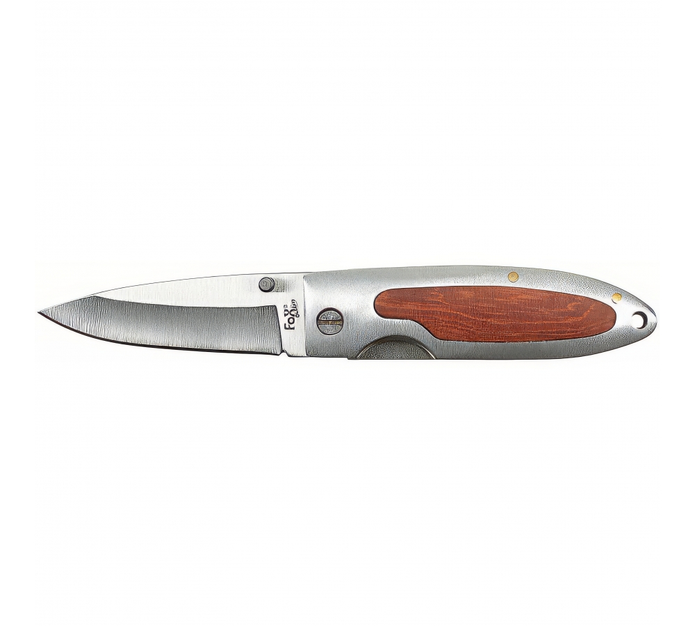 Klappmesser, Einhand, silber, Holzeinlage – FoxOutdoor