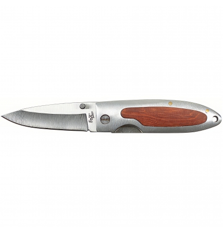 Klappmesser, Einhand, silber, Holzeinlage – FoxOutdoor