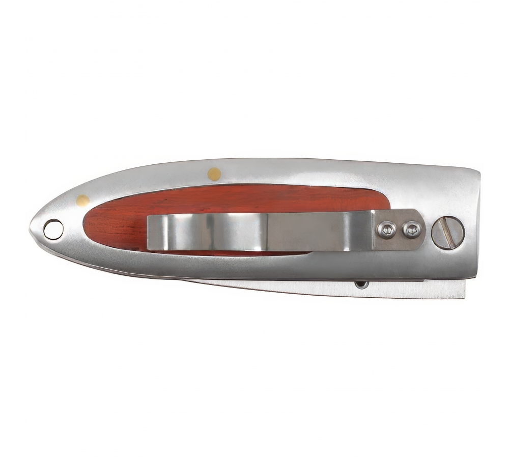 Klappmesser, Einhand, silber, Holzeinlage – FoxOutdoor