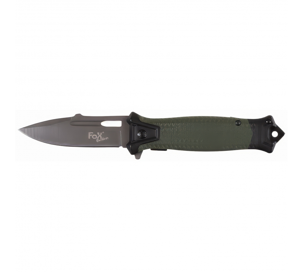 Klappmesser "Snake", oliv, Flipper, Glasbrecher, 9,5 cm – FoxOutdoor