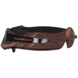Knife "Survivor Wood", folding, firestarter, wooden handle, black