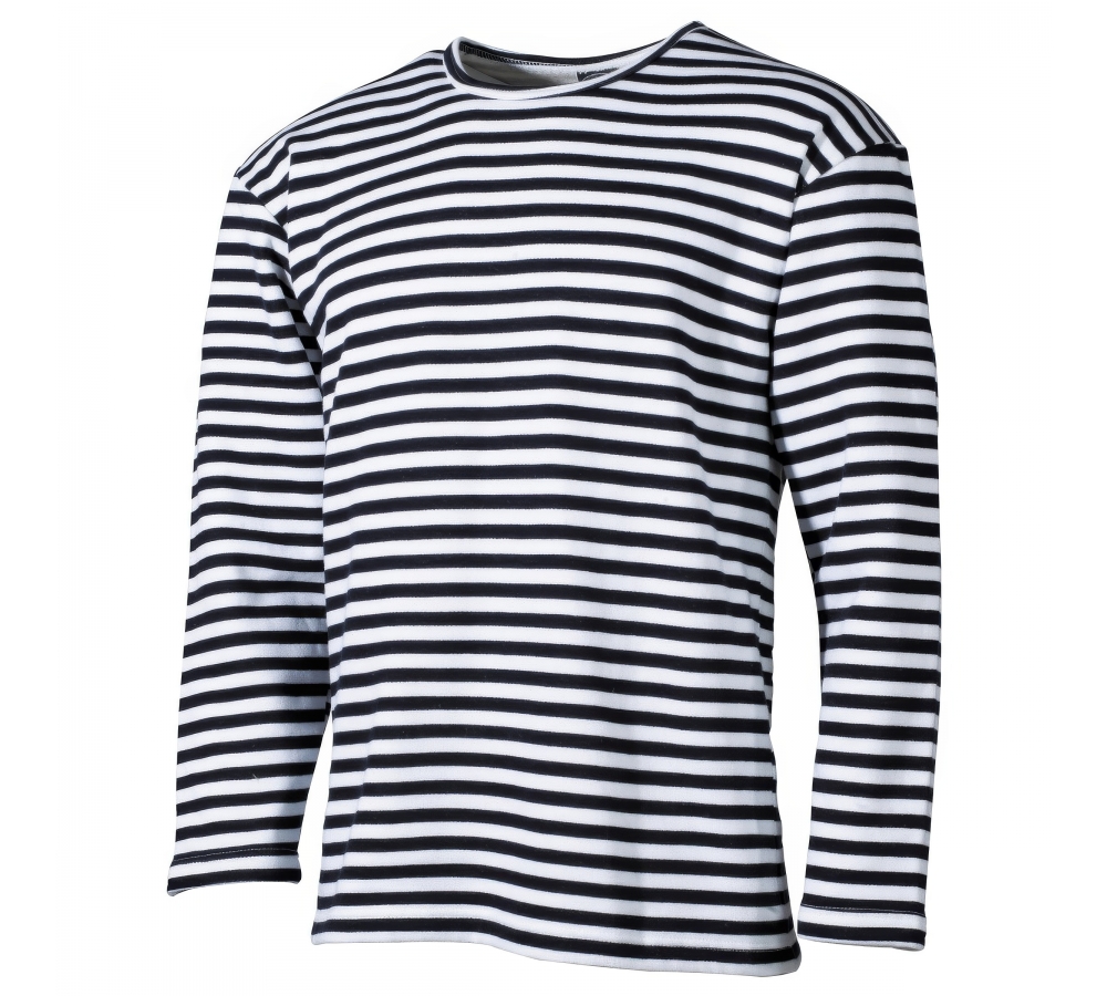 Camisa de la Marina Rusa blanco-azul de manga larga invierno