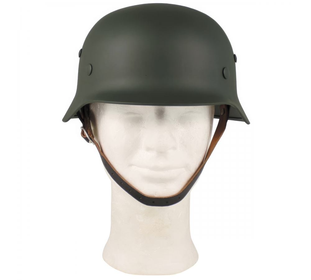 Stahlhelm WW II oliv mit Leder-Innenteil