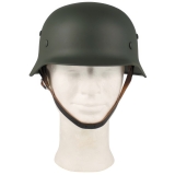 Stahlhelm WW II oliv mit Leder-Innenteil