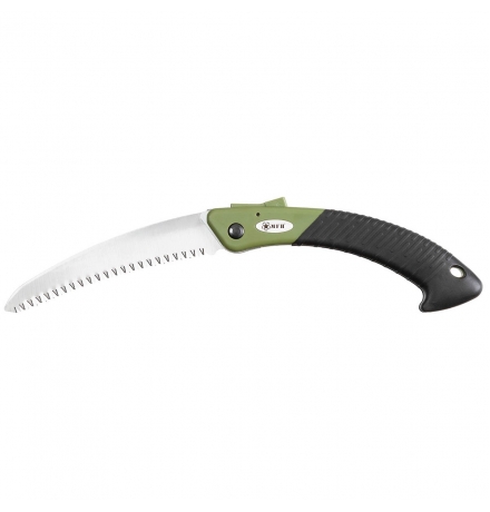 Skládací pila, zakřivená, nástrojová ocel, gumová rukojeť, 17 cm – MFH