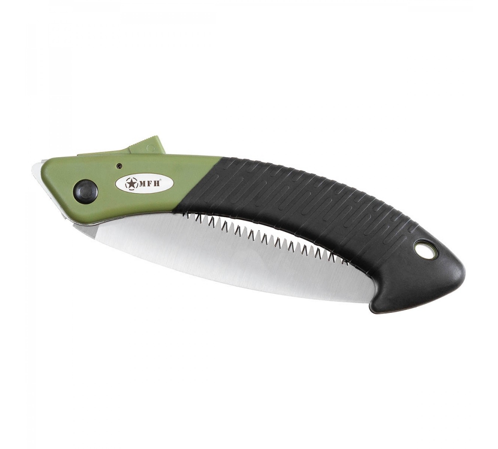 Sega Pieghevole, Lama Curva, Acciaio per Utensili, Manico Gomma, 17 cm – MFH