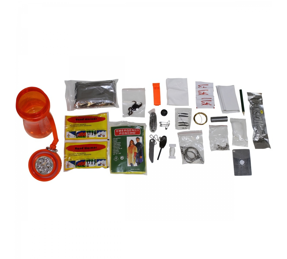 Survival Kit "Extreme" 34-part orange-transparent