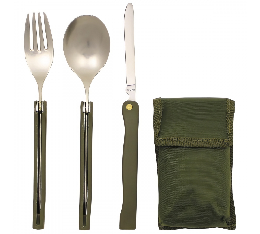 Essbesteck "Camping" oliv klappbar