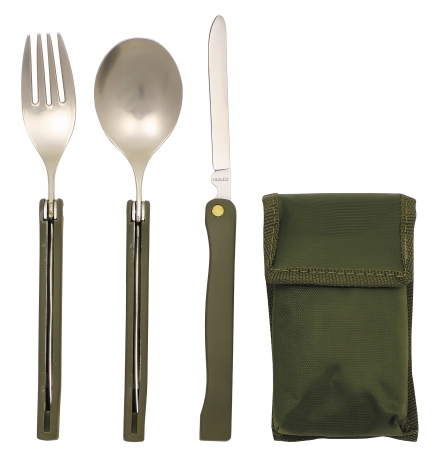 Essbesteck "Camping" oliv klappbar