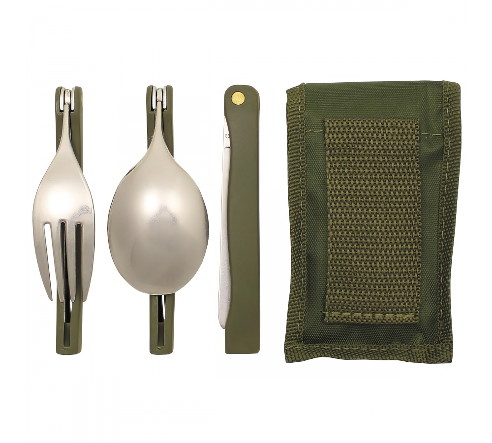Essbesteck "Camping" oliv klappbar
