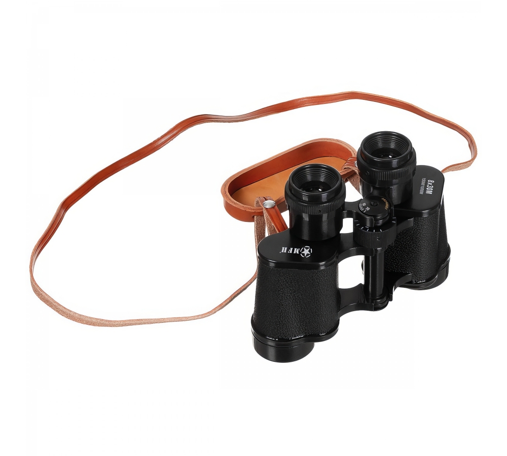 Fernglas 8 x 30 schwarz mit Lederbehälter