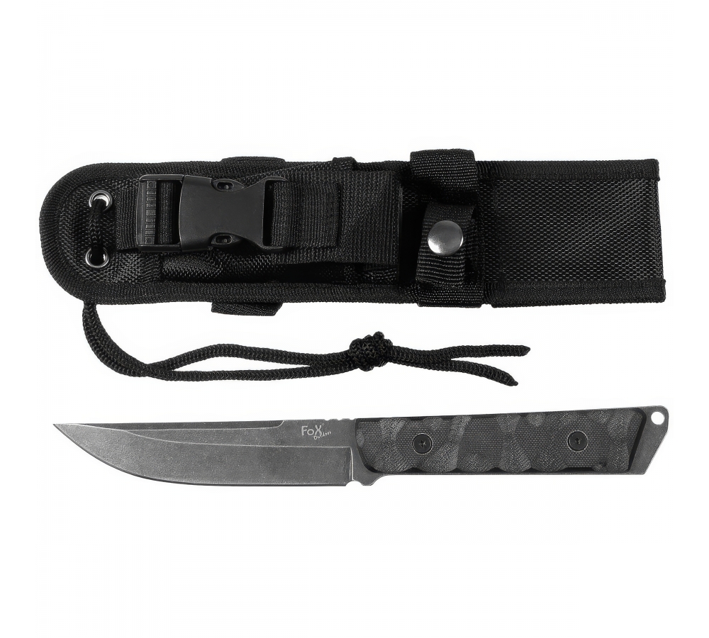 Taktisches Messer, schwarz, G10-Griff, Scheide – FoxOutdoor