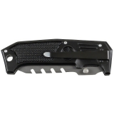 Klappmesser "Black Edge", Metallgriff, teils gezahnt, schwarz – FoxOutdoor