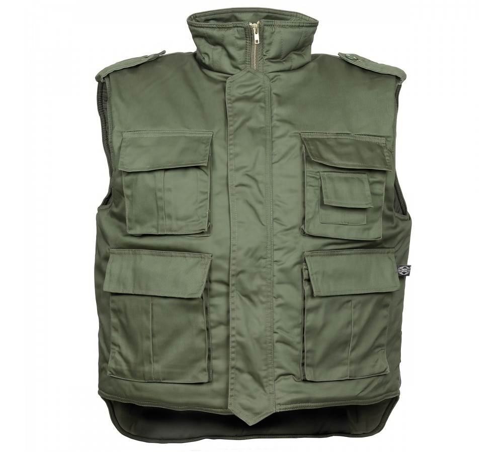 MFH US Steppweste „Ranger“, oliv – gefütterte Outdoor-Weste mit Taschen, für Jagd, Angeln & Freizeit