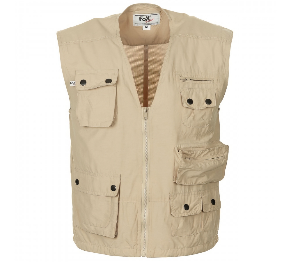 Outdoor-Weste, khaki – vielseitige Microfaser-Weste für Alltag & Natur