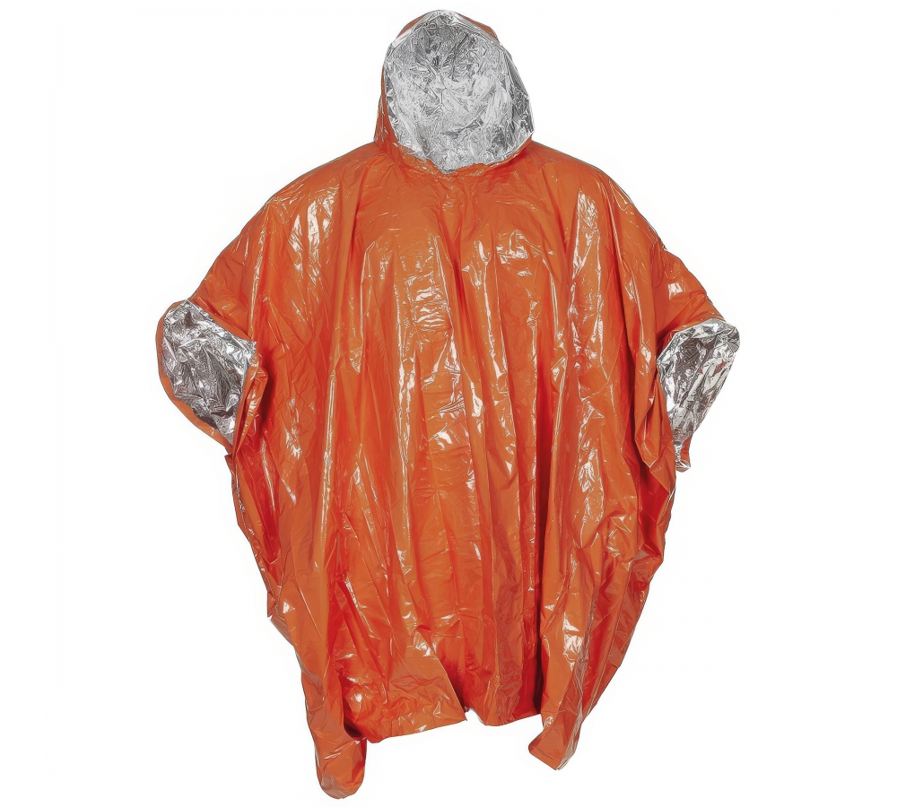 Notfall-Poncho orange einseitig alubeschichtet