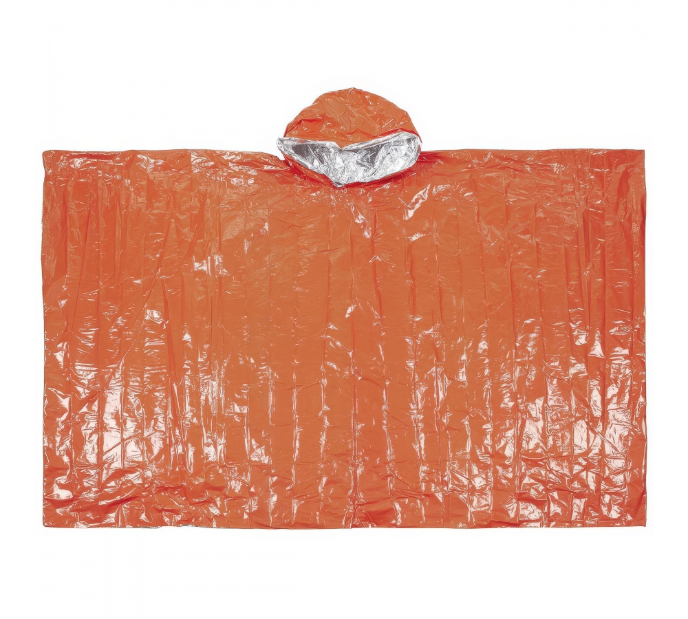 Notfall-Poncho orange einseitig alubeschichtet