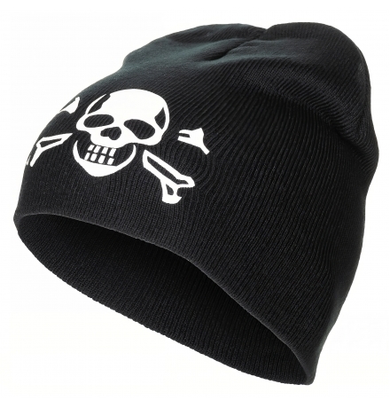 Strickmütze "Beanie"schwarz "Totenkopf" fein gestrickt