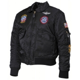 US Kinder-Pilotenjacke CWU schwarz mit Fliegerabzeichen