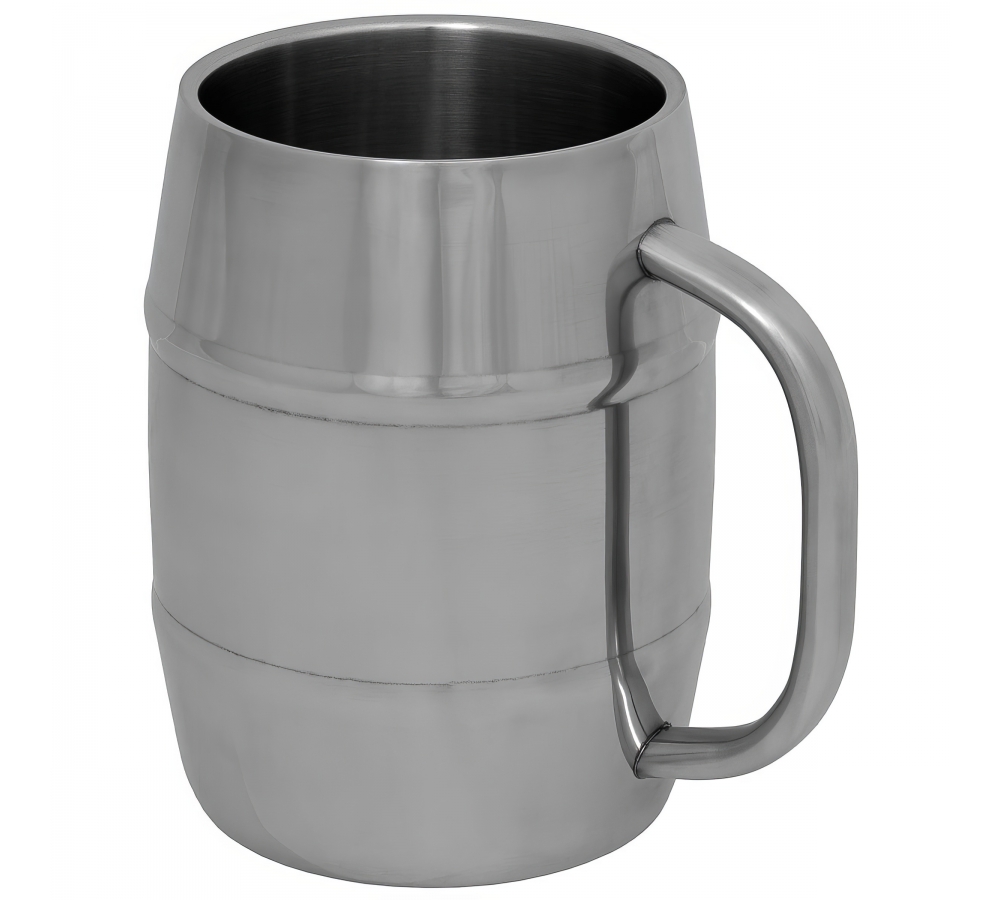 Krug "Fass" Edelstahl 1 l doppelwandig