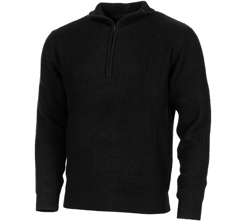 Pullover "Troyer" schwarz mit Reißverschluss
