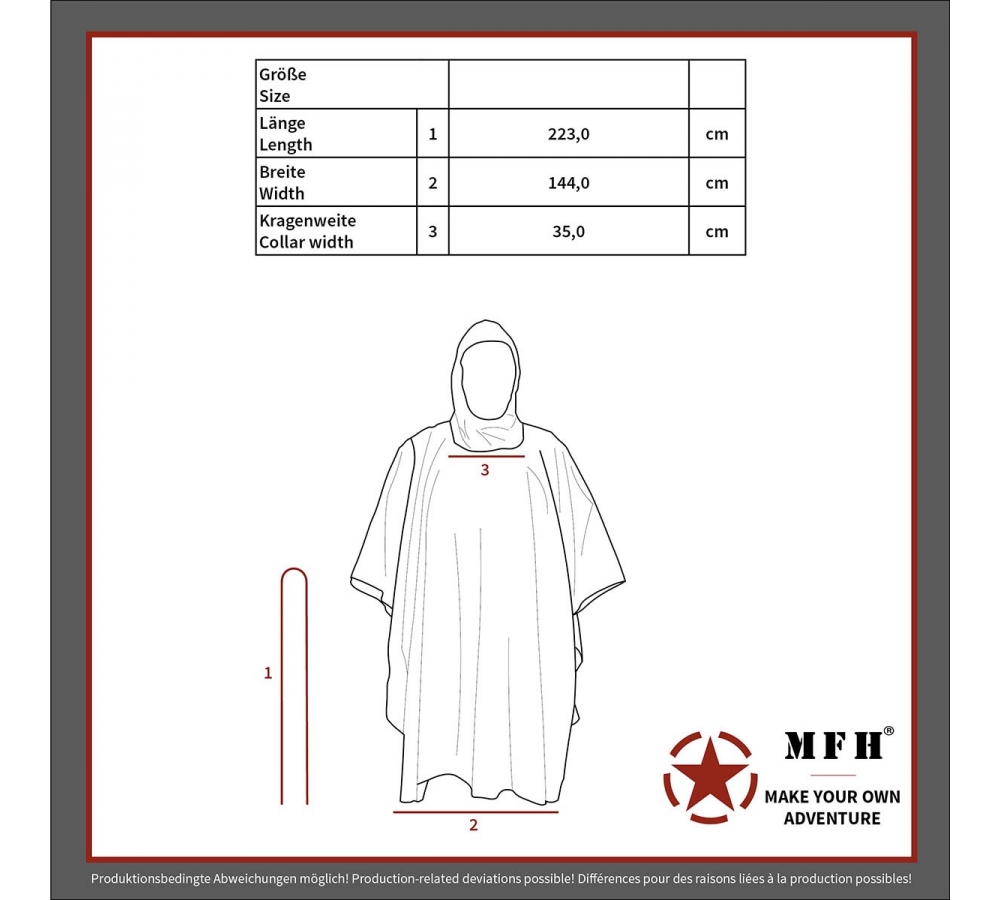 Poncho Rip Stop coyote tan ca. 144 x 223 cm