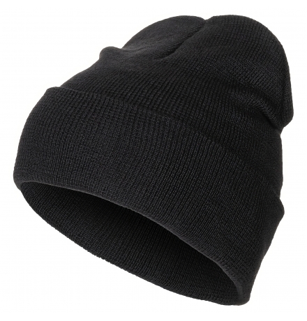 Rollmütze 100 % Wolle fein gestrickt schwarz