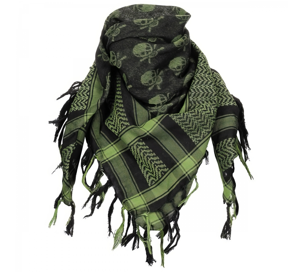 Halstuch "Shemagh" oliv-schwarz mit Totenkopf