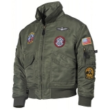 US Kinder-Pilotenjacke CWU oliv mit Fliegerabzeichen