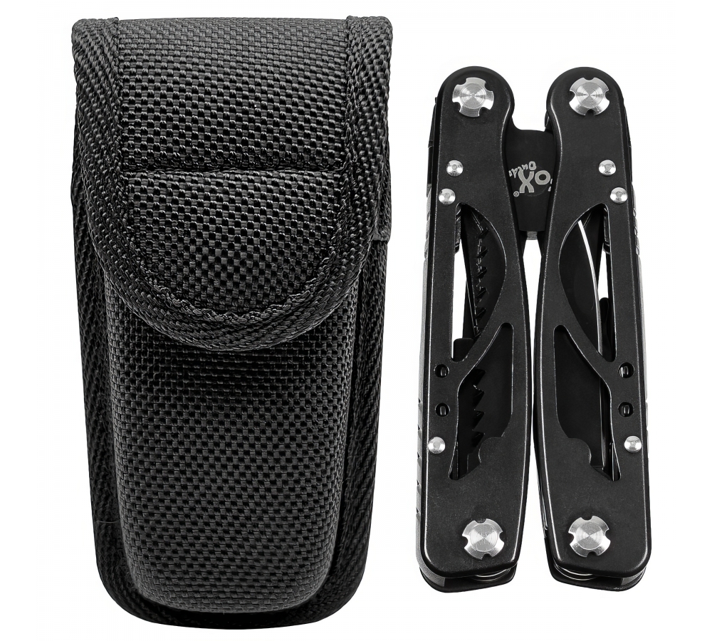 Multifunktionstool "Scout", 9-teilig, Schwarz, Nylon-Etui - FoxOutdoor