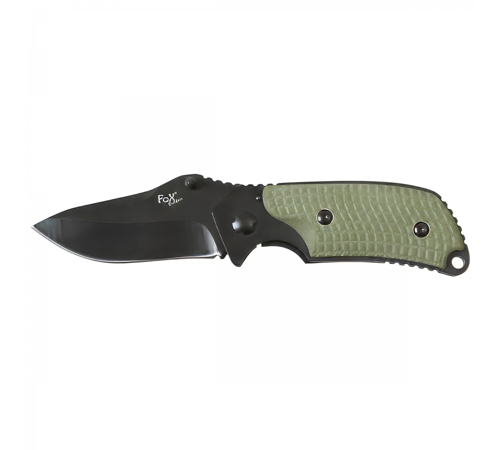 Klappmesser "Micarta Black", Glattschliff, Gürtelclip, 8 cm – FoxOutdoor