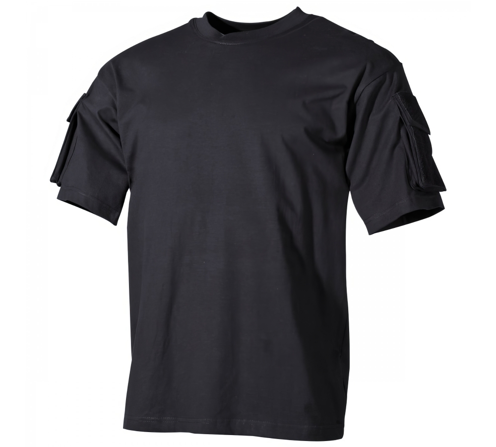 US T-Shirt halbarm schwarz mit Ärmeltaschen