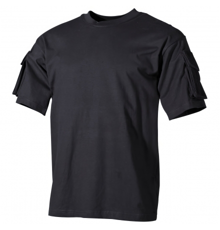 US T-Shirt halbarm schwarz mit Ärmeltaschen