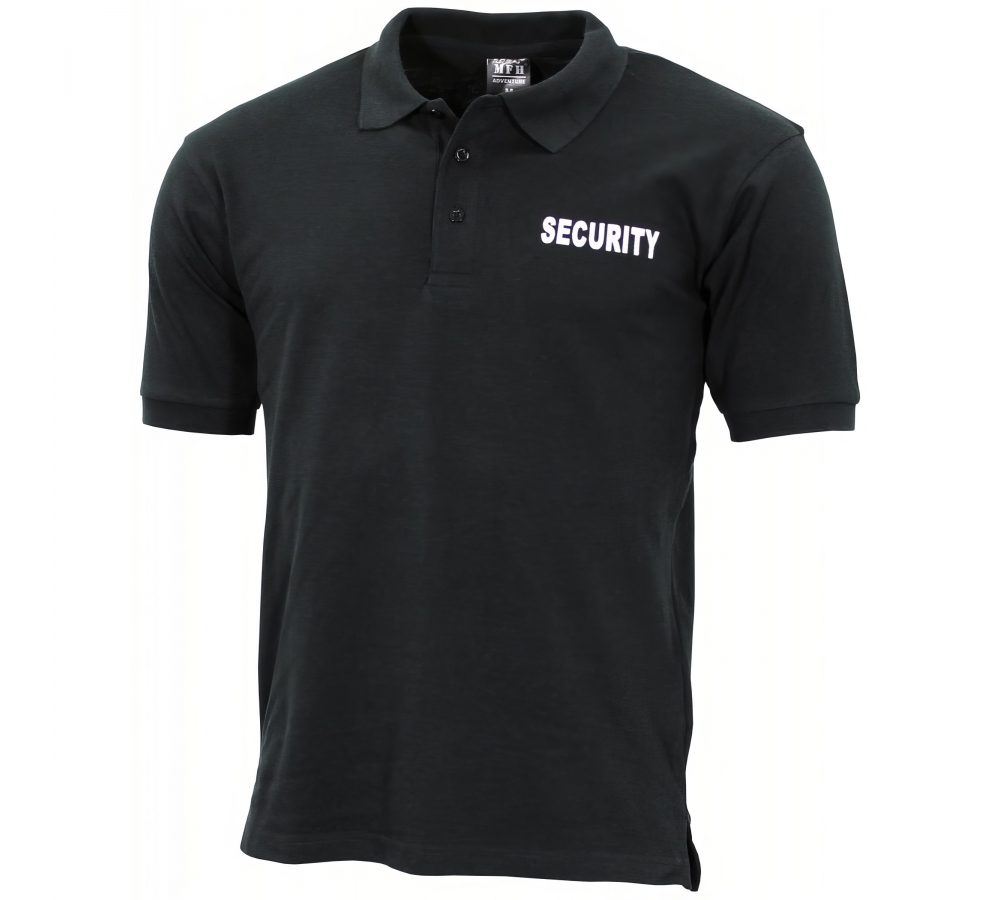 Polo noir imprimé Sécurité