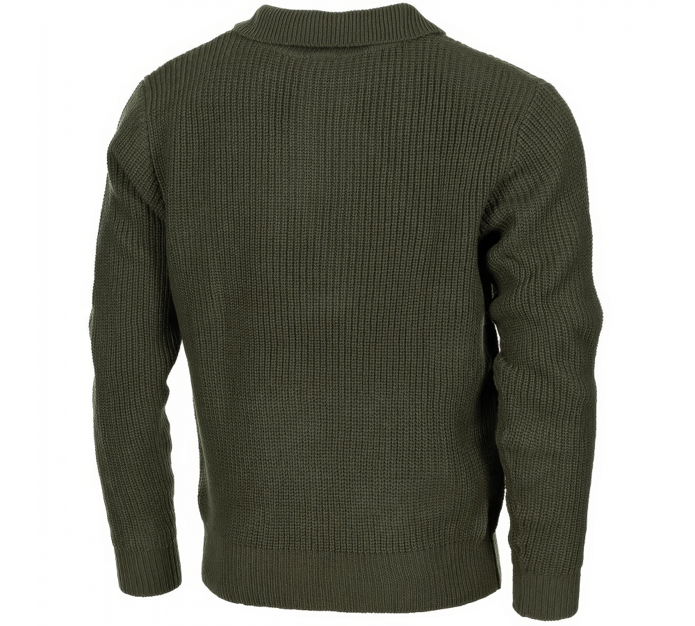 Pullover "Troyer" oliv mit Reißverschluss
