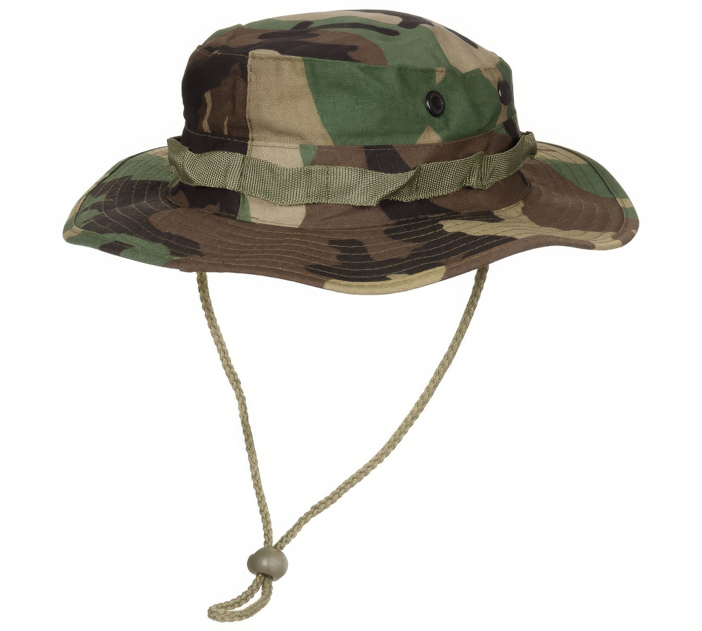 US GI Buschhut mit Kinnband GI Boonie Rip Stop woodland