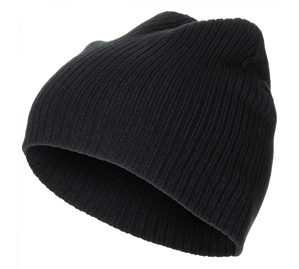 Вязаная шапка "Beanie", рваная, черная, очень короткая