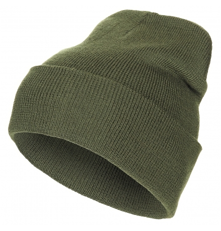 Rollmütze 100 % Wolle fein gestrickt oliv
