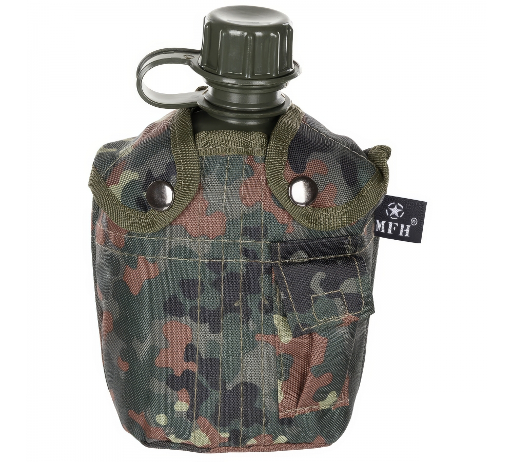 US Plastikfeldflasche 1 l Hülle flecktarn BPA-frei