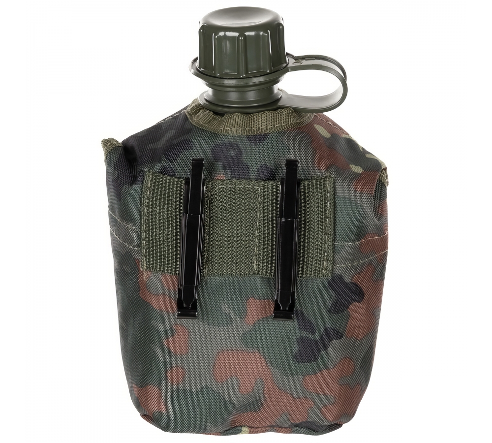 US Plastikfeldflasche 1 l Hülle flecktarn BPA-frei