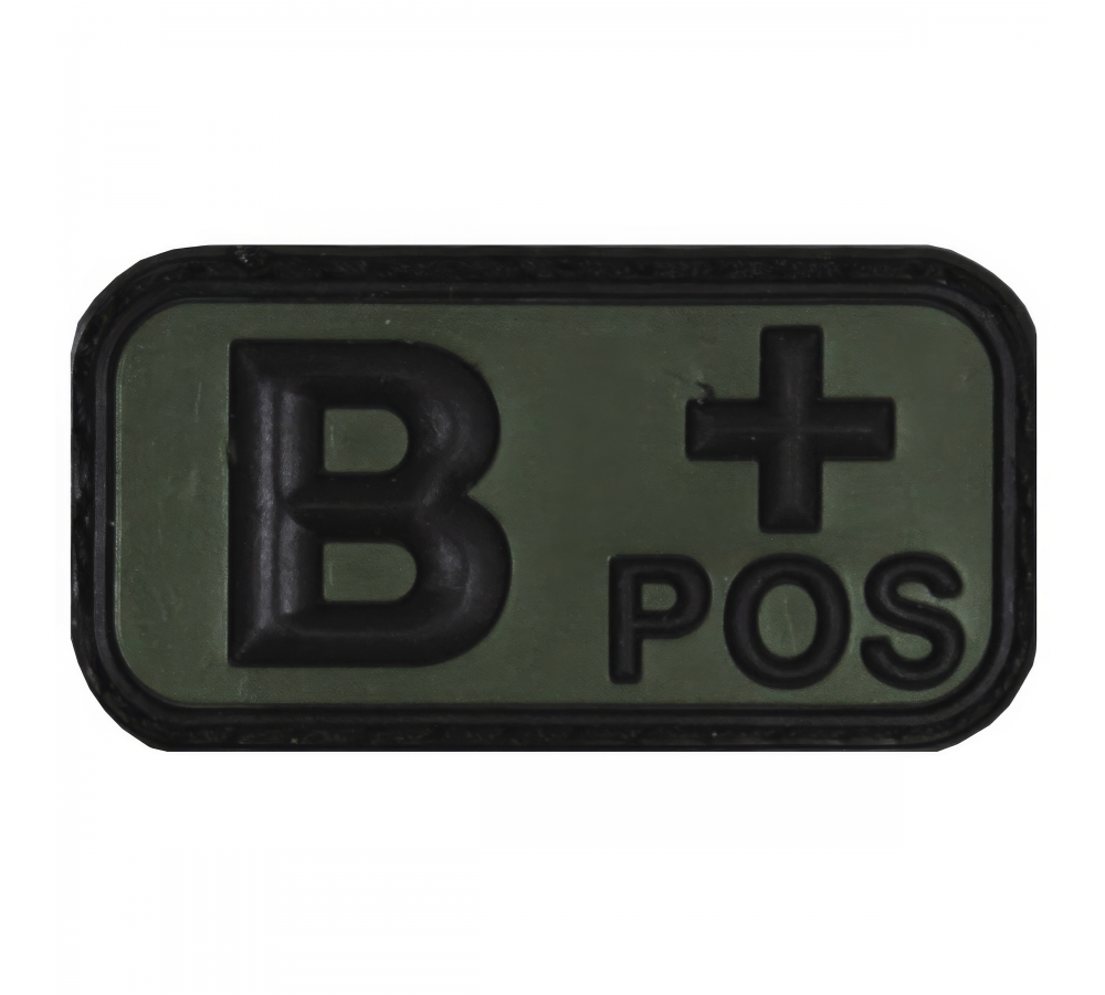 Klettabzeichen schwarz-oliv Blutgruppe "B POS" 3D