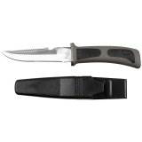 Tauchermesser, schwarz, mit Gummigriff und Scheide – FoxOutdoor