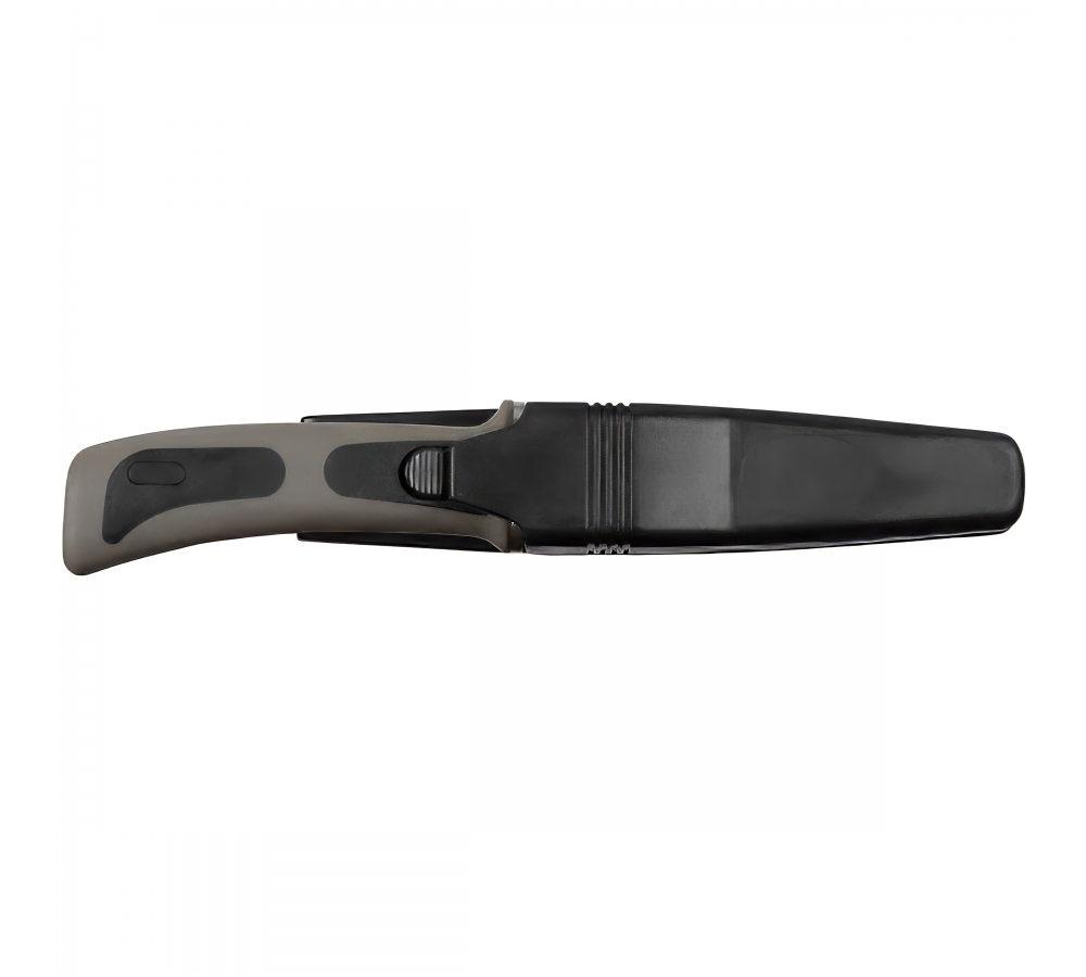 Tauchermesser, schwarz, mit Gummigriff und Scheide – FoxOutdoor