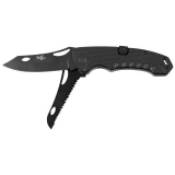 Klappmesser "DuoTool", G10-Griff, Glattschliff & Säge, schwarz – FoxOutdoor